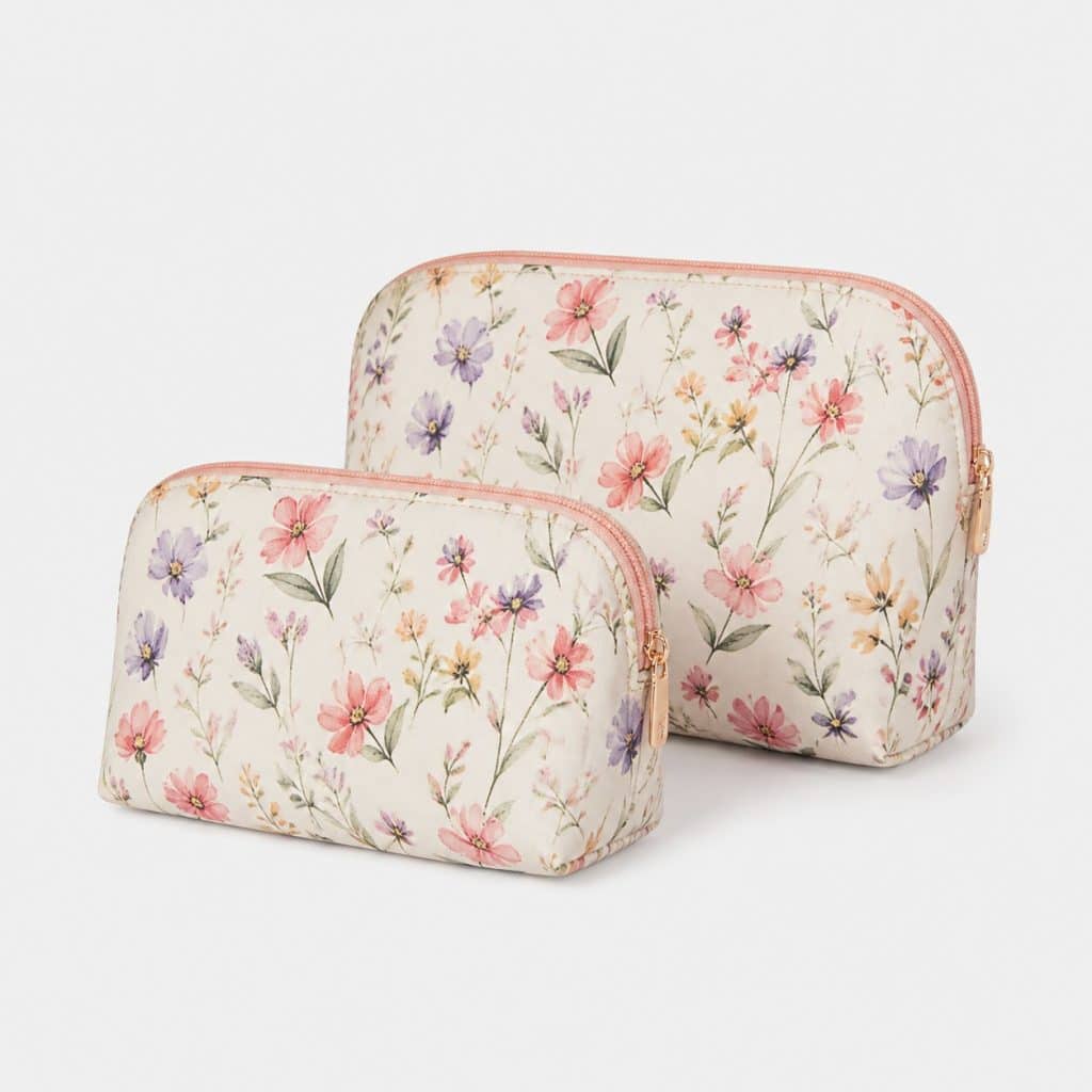 Lot de deux trousses de maquillage à motif floral