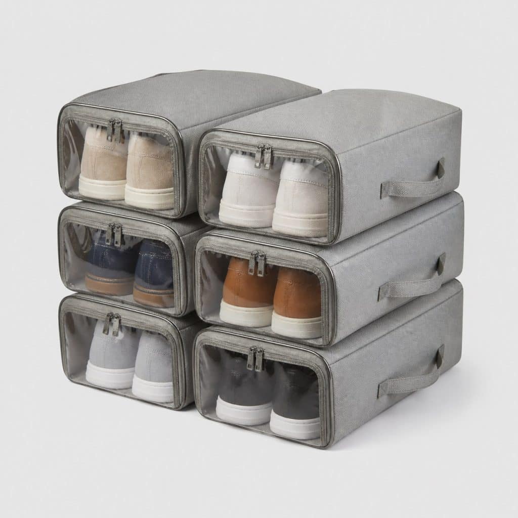 Lot de six grands sacs à chaussures avec fenêtre transparente