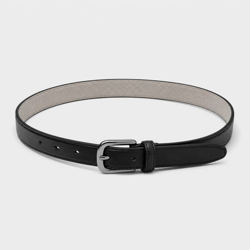 Ceinture fine noire à doublure RFID sur fond clair