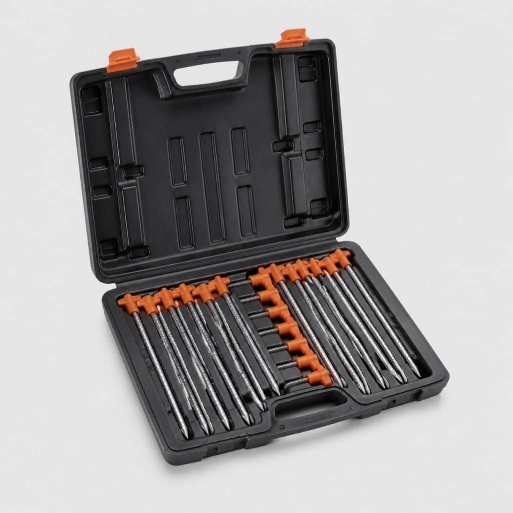Lot de 20 piquets de sol à visser dans leur coffret