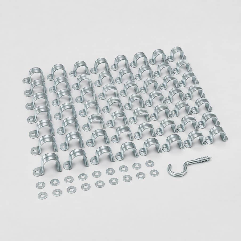 Lot de 50 agrafes de fixation avec rondelles et crochet