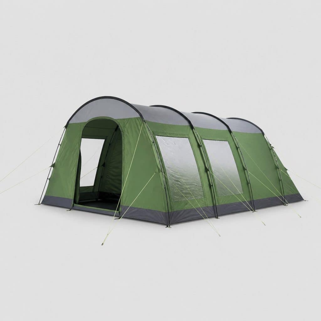 Grande tente tunnel de camping 10 personnes sur fond neutre