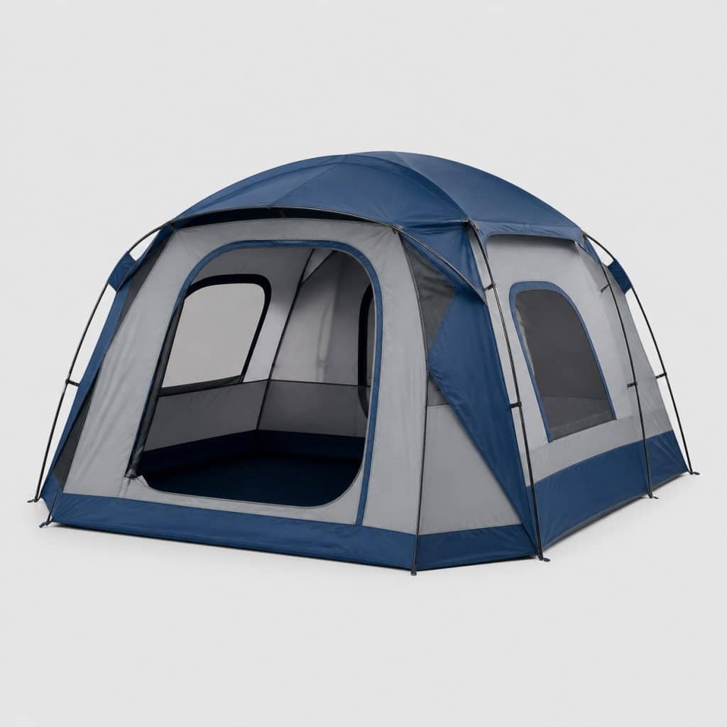 Tente dôme de camping 10 places sur fond neutre