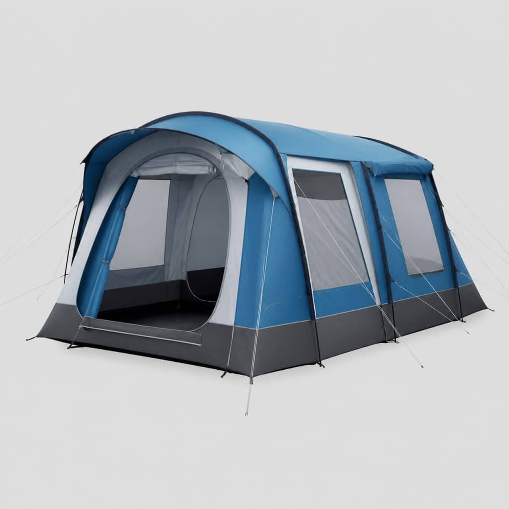 Tente de camping familiale 2 chambres sur fond neutre
